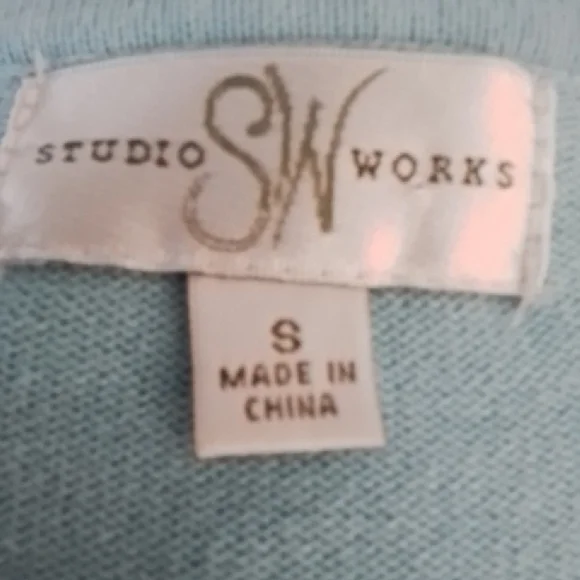 Two Cardigans, Cotton, Green, Aqua, Eddie Bauer & Studio Works. Size Small. - Picture 8 of 16